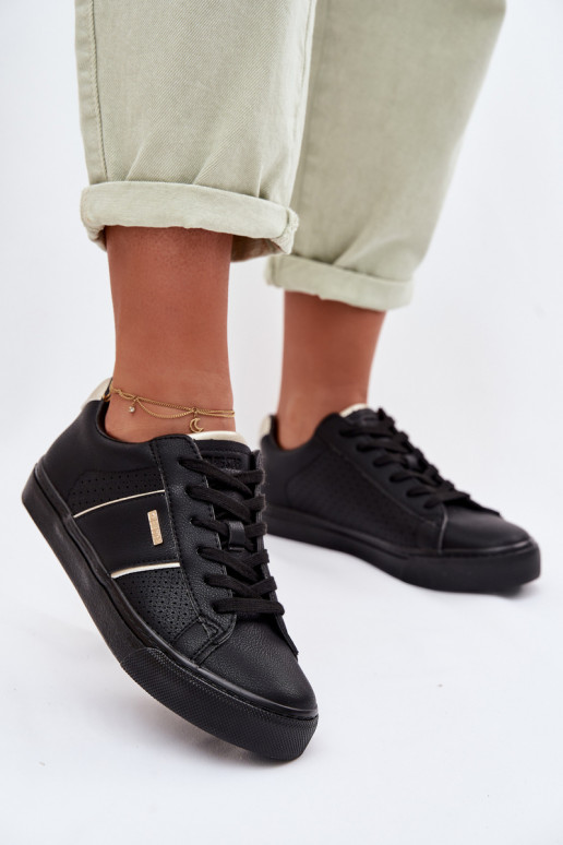 Chaussures modèle baskets Féminin avec des éléments ajourés Big Star TT274290 couleur noire