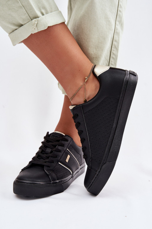 Chaussures modèle baskets Féminin avec des éléments ajourés Big Star TT274290 couleur noire