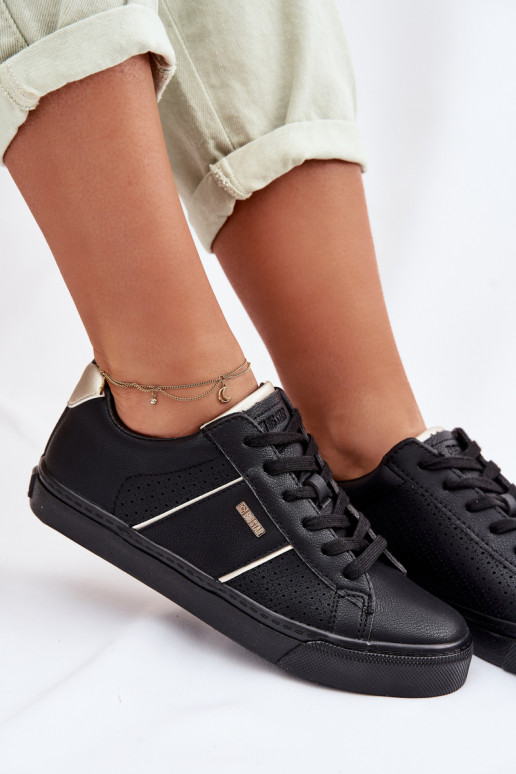 Chaussures modèle baskets Féminin avec des éléments ajourés Big Star TT274290 couleur noire