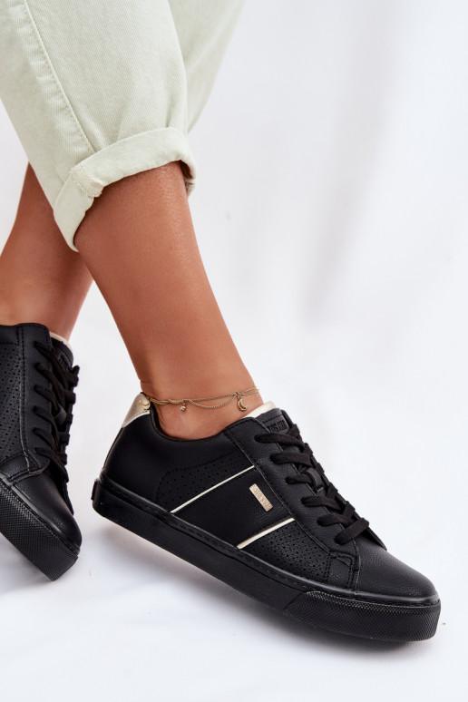 Chaussures modèle baskets Féminin avec des éléments ajourés Big Star TT274290 couleur noire