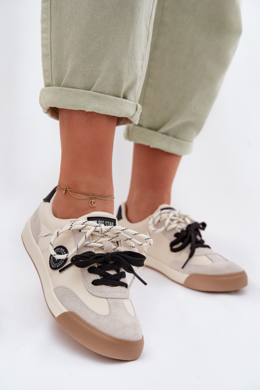 Chaussures modèle baskets FémininPodÀójnym Laçagem Big Star TT274168 beige