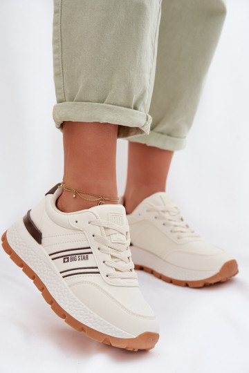 Chaussures modèle baskets Féminin avec une plateforme Big Star TT274881 Hi-Poly System beige