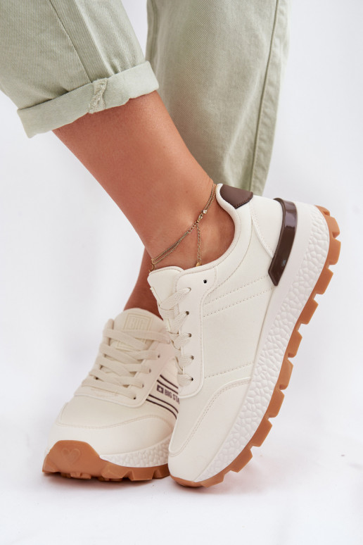 Chaussures modèle baskets Féminin avec une plateforme Big Star TT274881 Hi-Poly System beige