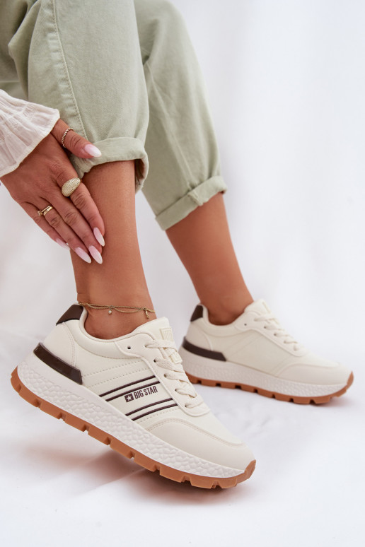 Chaussures modèle baskets Féminin avec une plateforme Big Star TT274881 Hi-Poly System beige