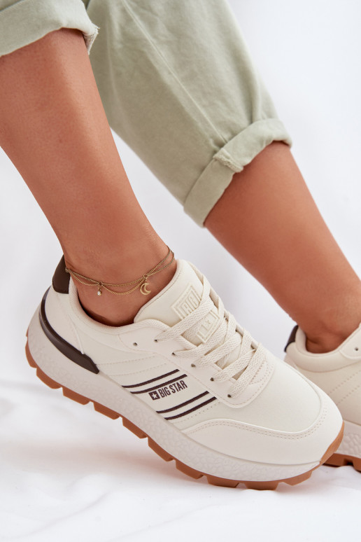 Chaussures modèle baskets Féminin avec une plateforme Big Star TT274881 Hi-Poly System beige