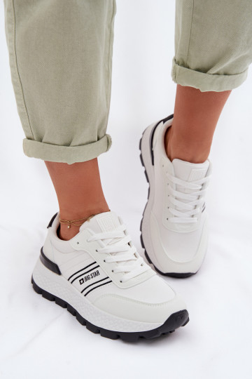 Baskets de sport pour femmes avec plateforme Big Star TT274882 Hi-Poly System couleur blanche