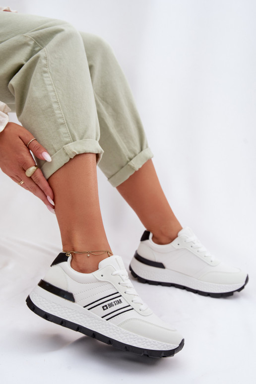 Chaussures modèle baskets Féminin avec une plateforme Big Star TT274882 Hi-Poly System couleur blanche