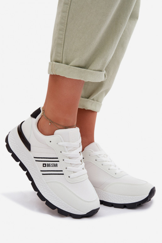 Chaussures modèle baskets Féminin avec une plateforme Big Star TT274882 Hi-Poly System couleur blanche
