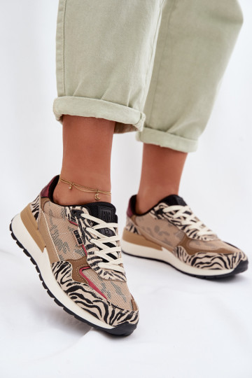 Baskets de sport pour femmes avec motifs Big Star TT274333 couleur sable 2