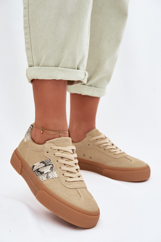 Chaussures modèle baskets Féminin Ze DANSstaÀkami Peau de serpent Big Star TT274298 beige