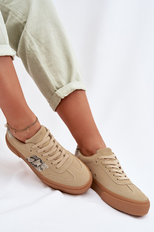 Chaussures modèle baskets Féminin Ze DANSstaÀkami Peau de serpent Big Star TT274298 beige