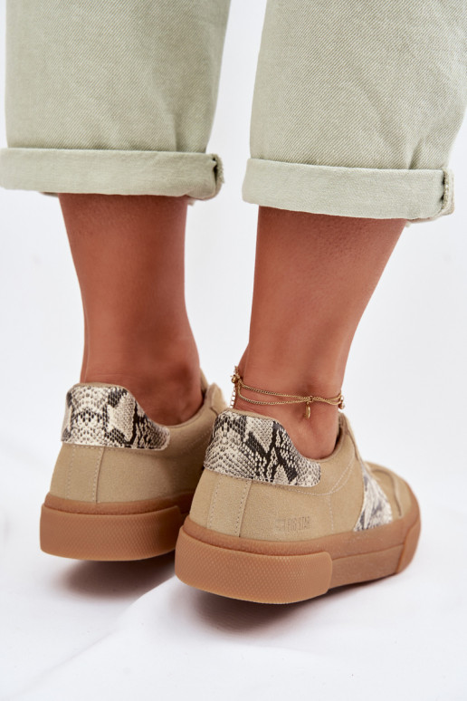 Chaussures modèle baskets Féminin Ze DANSstaÀkami Peau de serpent Big Star TT274298 beige