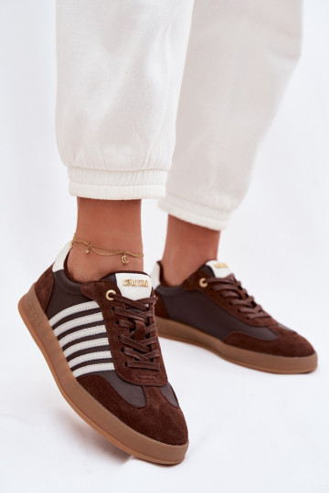 Chaussures modèle baskets FémininActivéturalnej Skóry I en daimu Big Star TT274715 CzekoladoÀe 2