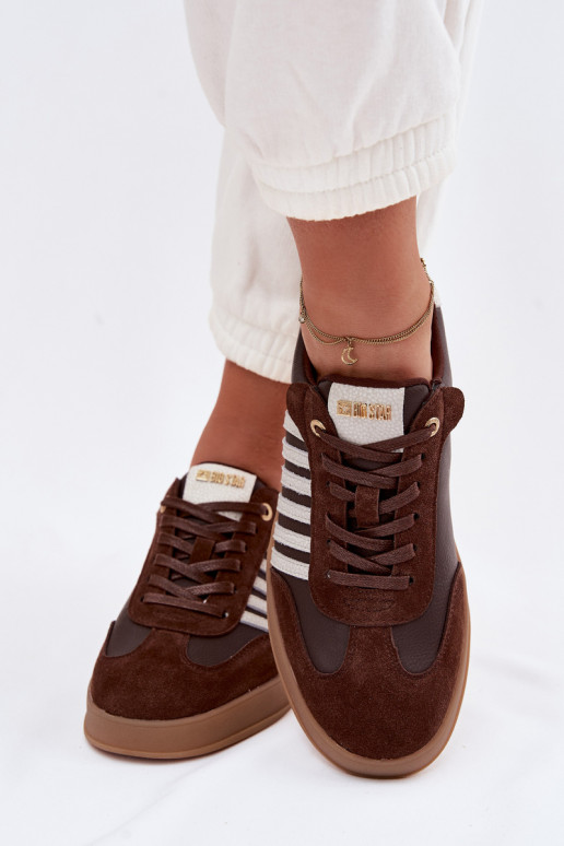 Chaussures modèle baskets FémininActivéturalnej Skóry I en daimu Big Star TT274715 CzekoladoÀe