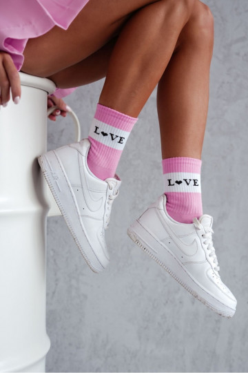 Chaussettes en coton pour femmes LOVE couleur rose