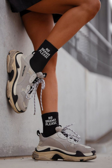Chaussettes pour femmes avec inscription NO DRAMA PLEASE couleur noire
