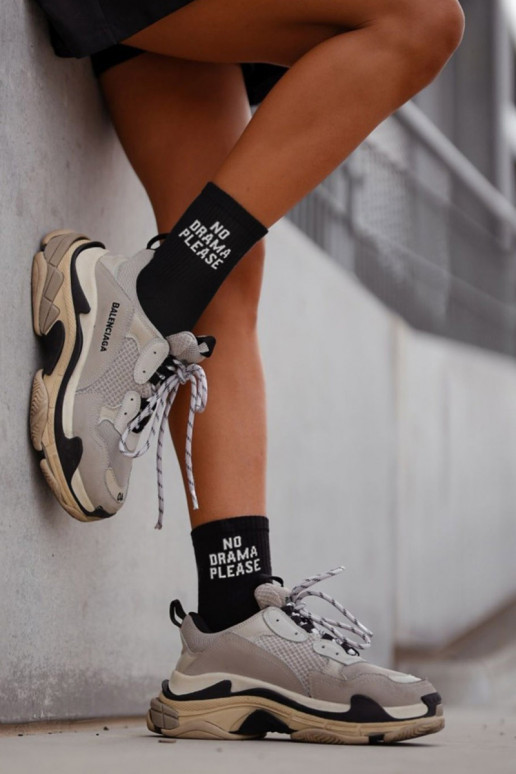 Chaussettes Féminin avec une note NO DRAMA PLEASE couleur noire