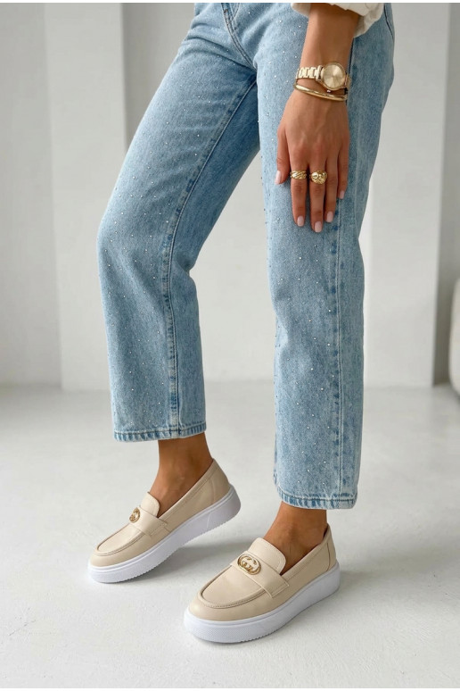 Peau Mocassins plateforme femme Vinceza 39974 beige