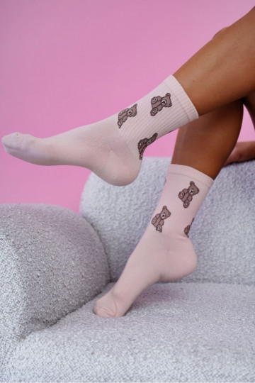 Chaussettes pour femmes avec des oursons couleur rose