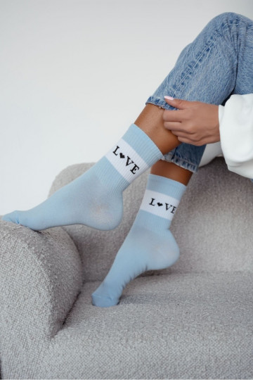 Chaussettes en coton pour femmes LOVE bleues