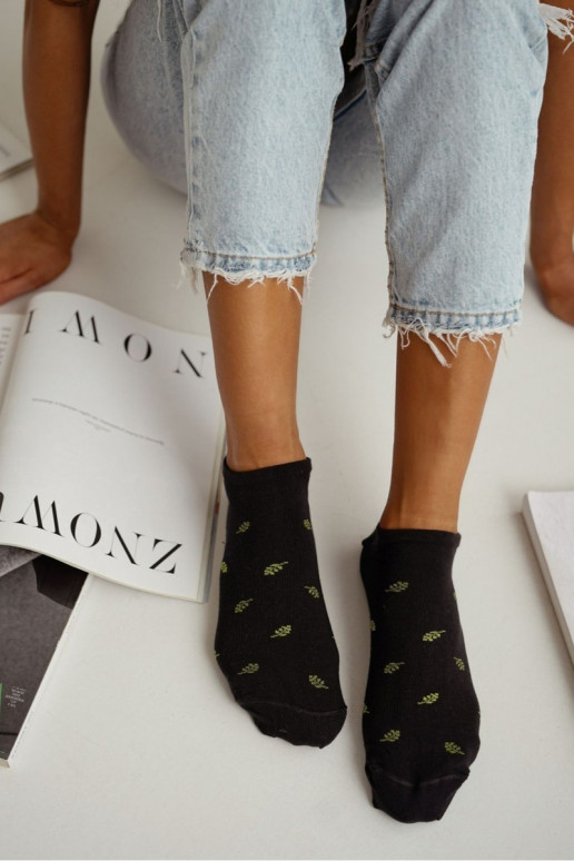 Chaussettes Féminin Liście couleur noire