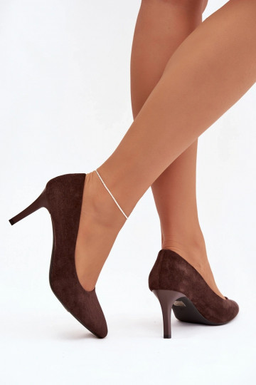 Chaussures à talons en daim synthétique couleur chocolat Sergio Leone 1336 2