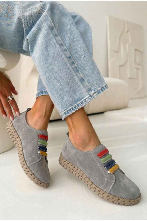 Peau en daim chaussures Féminin Vinceza 95377 couleur grise