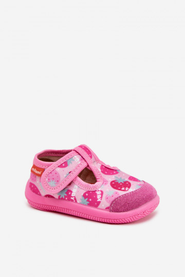 Chaussons Milami Puéril Elastyczne avec attaches adhésives DANS des fraises couleur rose Ambette