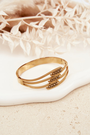 Féminin Un bracelet en acier inoxydable couleur dorée 2