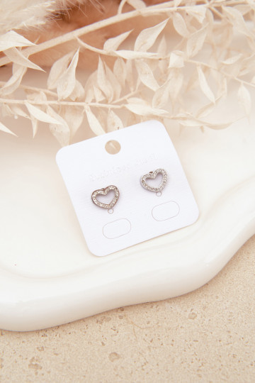 Boucles d oreilles classiques en forme de coeur couleur argent