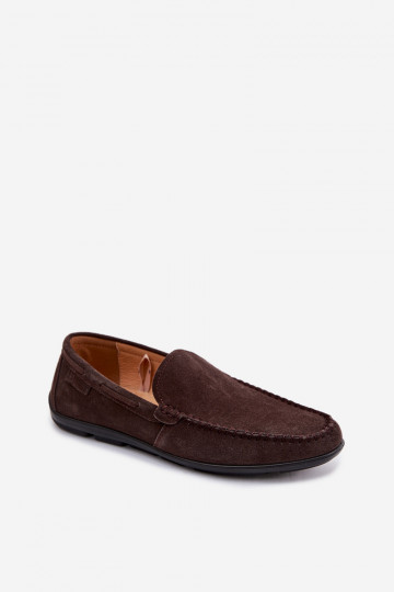 Mocassins pour hommes en suède naturel Big Star TT174202 couleur chocolat
