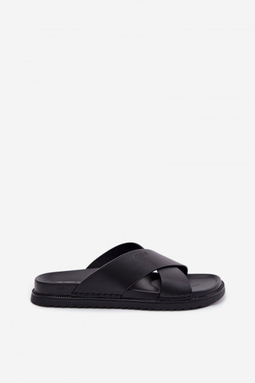 Pantoufles en cuir pour hommes Big Star TT174217 couleur noire 2