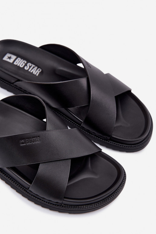 Pantoufles en cuir pour hommes Big Star TT174217 couleur noire