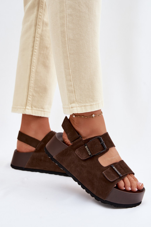 Sandales en daim avec une plateforme Big Star TT274236 CzekoladoÀe