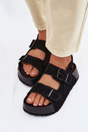 Sandales en daim à plateforme Big Star TT274237 couleur noire