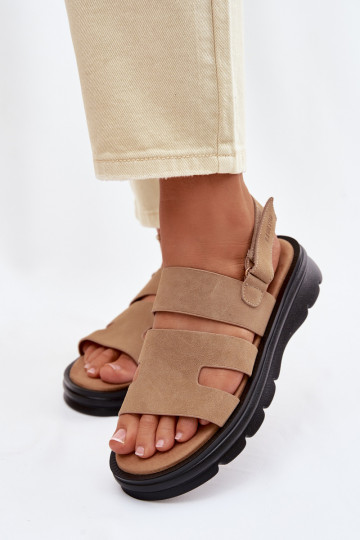 Sandales en daim pour femmes Big Star TT274482 couleur sable