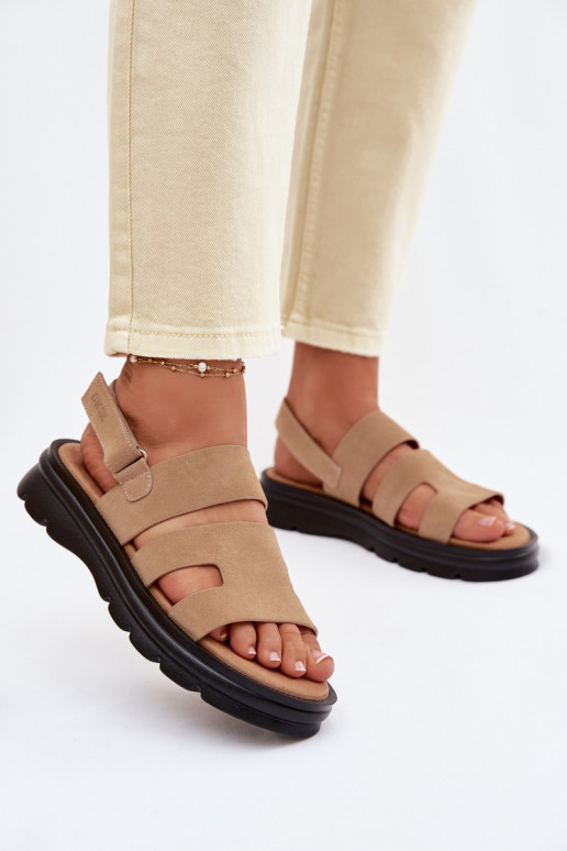 Sandales pour femmes en daim Big Star TT274482 beige