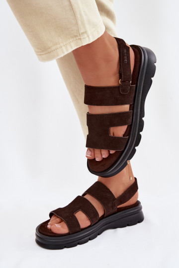Sandales en daim pour femmes Big Star TT274483 couleur chocolat