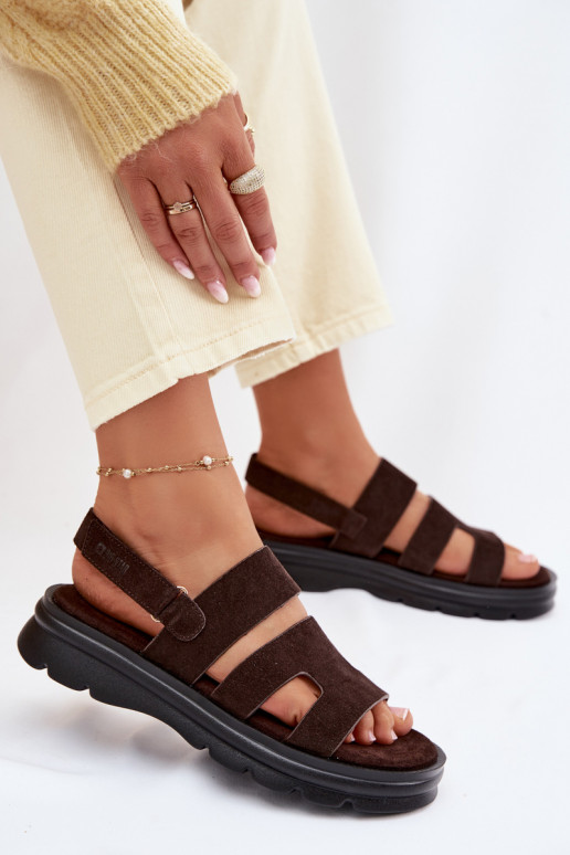 Sandales pour femmes en daim Big Star TT274483 CzekoladoÀe