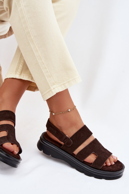 Sandales pour femmes en daim Big Star TT274483 CzekoladoÀe