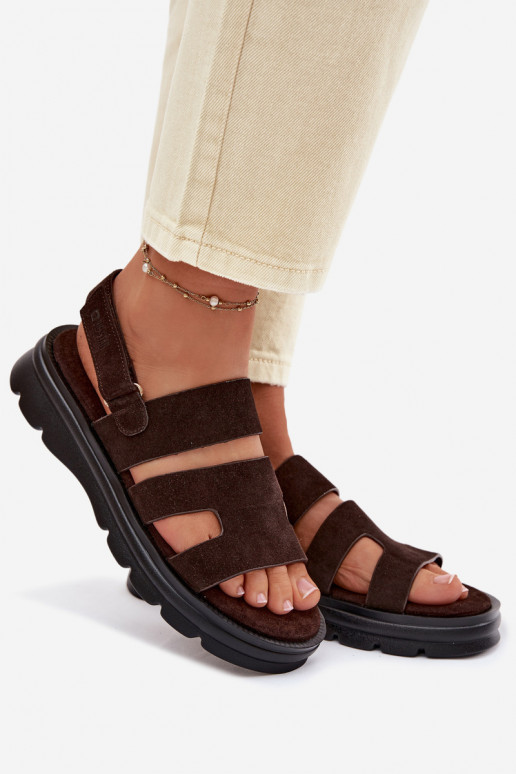 Sandales pour femmes en daim Big Star TT274483 CzekoladoÀe