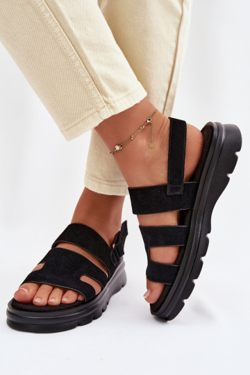 Sandales en daim pour femmes Big Star TT274484 couleur noire