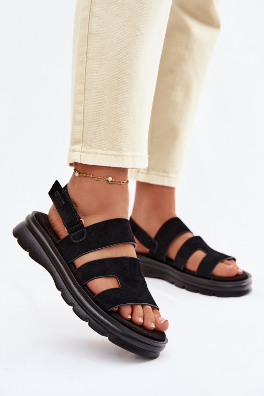 Sandales pour femmes en daim Big Star TT274484 couleur noire