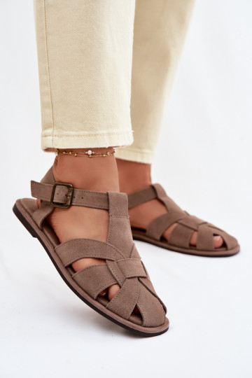 Sandales plates pour femmesActivéturalnego en daimu Big Star TT274250 beige