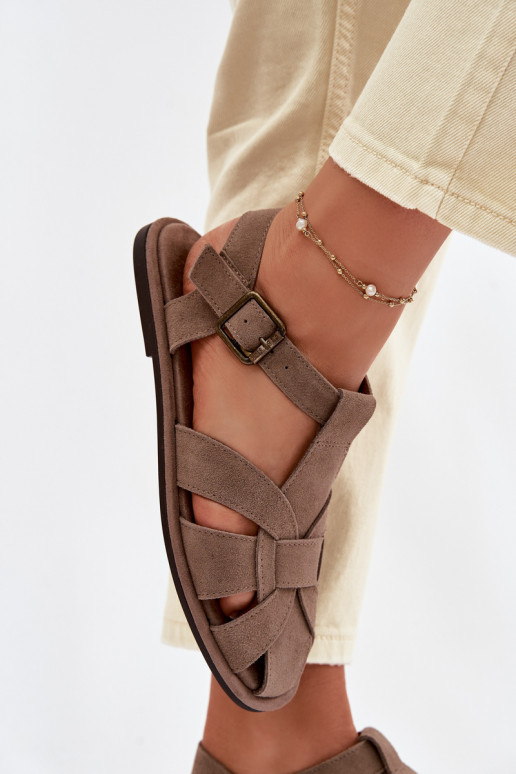 Sandales plates pour femmesActivéturalnego en daimu Big Star TT274250 beige