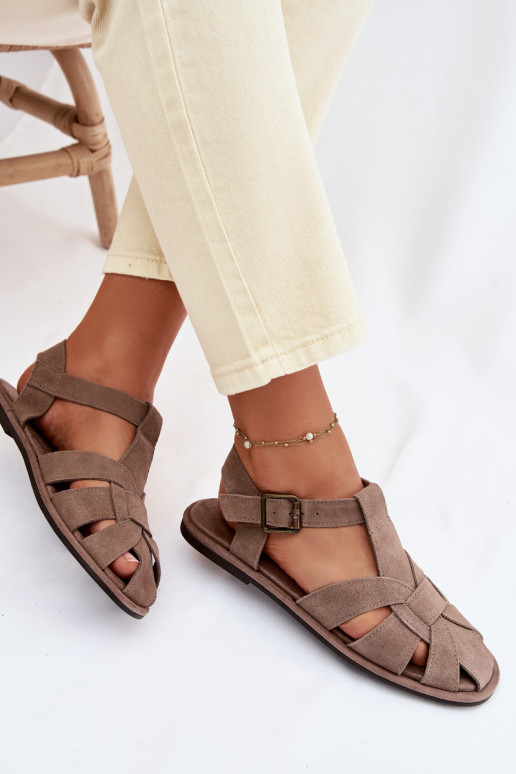 Sandales plates pour femmesActivéturalnego en daimu Big Star TT274250 beige