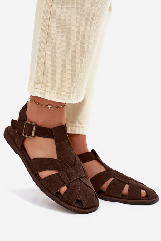 Sandales plates pour femmesActivéturalnego en daimu Big Star TT274249 CzekoladoÀe