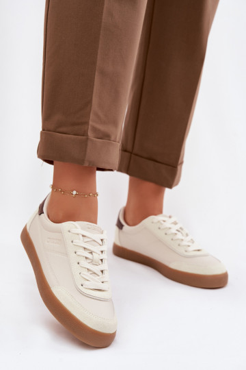 Chaussures modèle baskets Féminin en cuir écologique Big Star TT274311 couleur ivoire