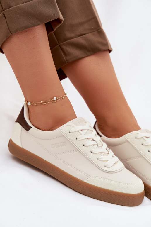 Chaussures modèle baskets Féminin en cuir écologique Big Star TT274311 couleur ivoire