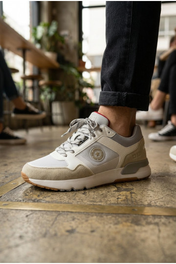 Baskets avec plateforme blanches et bleues pour hommes